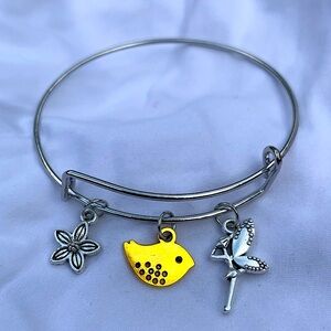 Brand New! Handmade! Adjustable Charm Bangle Bracelet!